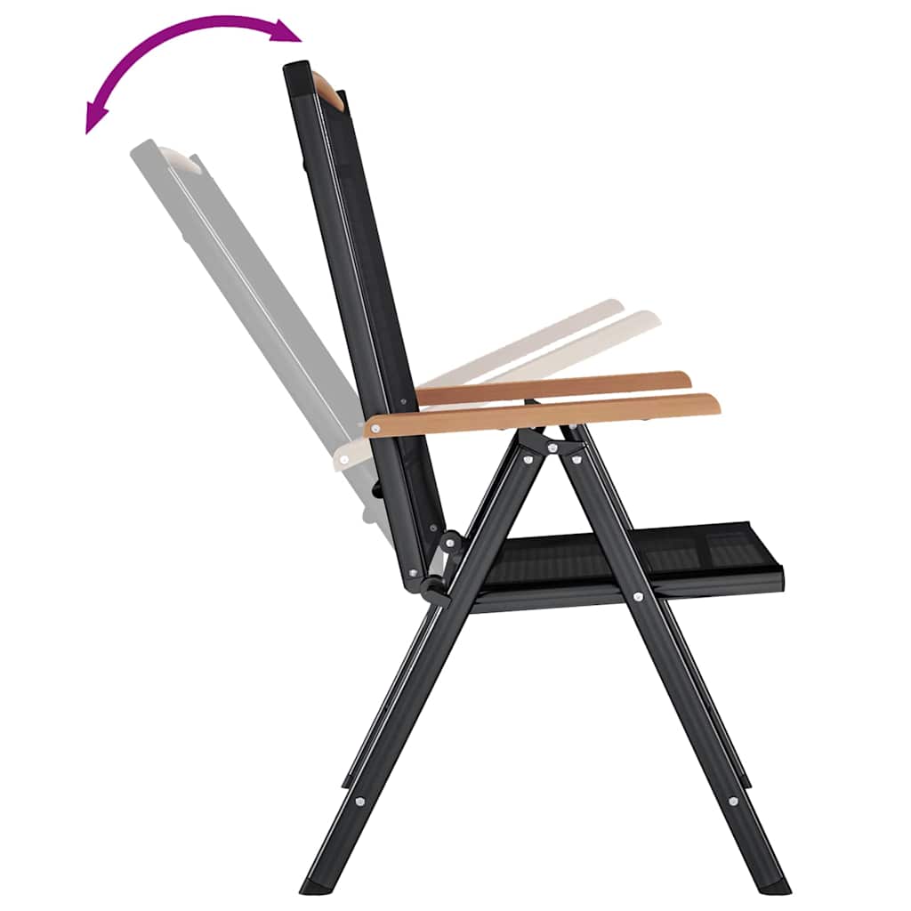 Folding Garden Chairs 2 pcs Aluminium and Textilene Black